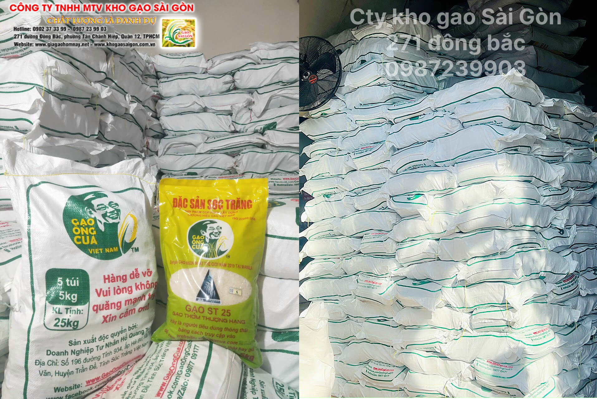 Kho gạo Sài Gòn - nhà phân phối gạo ST25 Ông Cua chính hãng