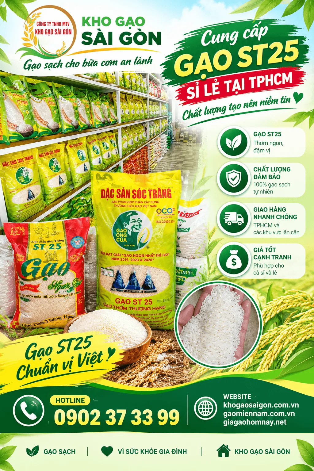 Nguồn Gạo ST25 chính gốc Sóc Trăng tại Kho Gạo Sài Gòn